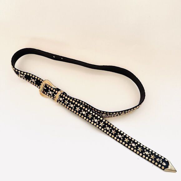 RARE Kippys Swarovski Crystal Studded Western Belt Leather Gold Celestial 22-29 - Picture 10 of 13